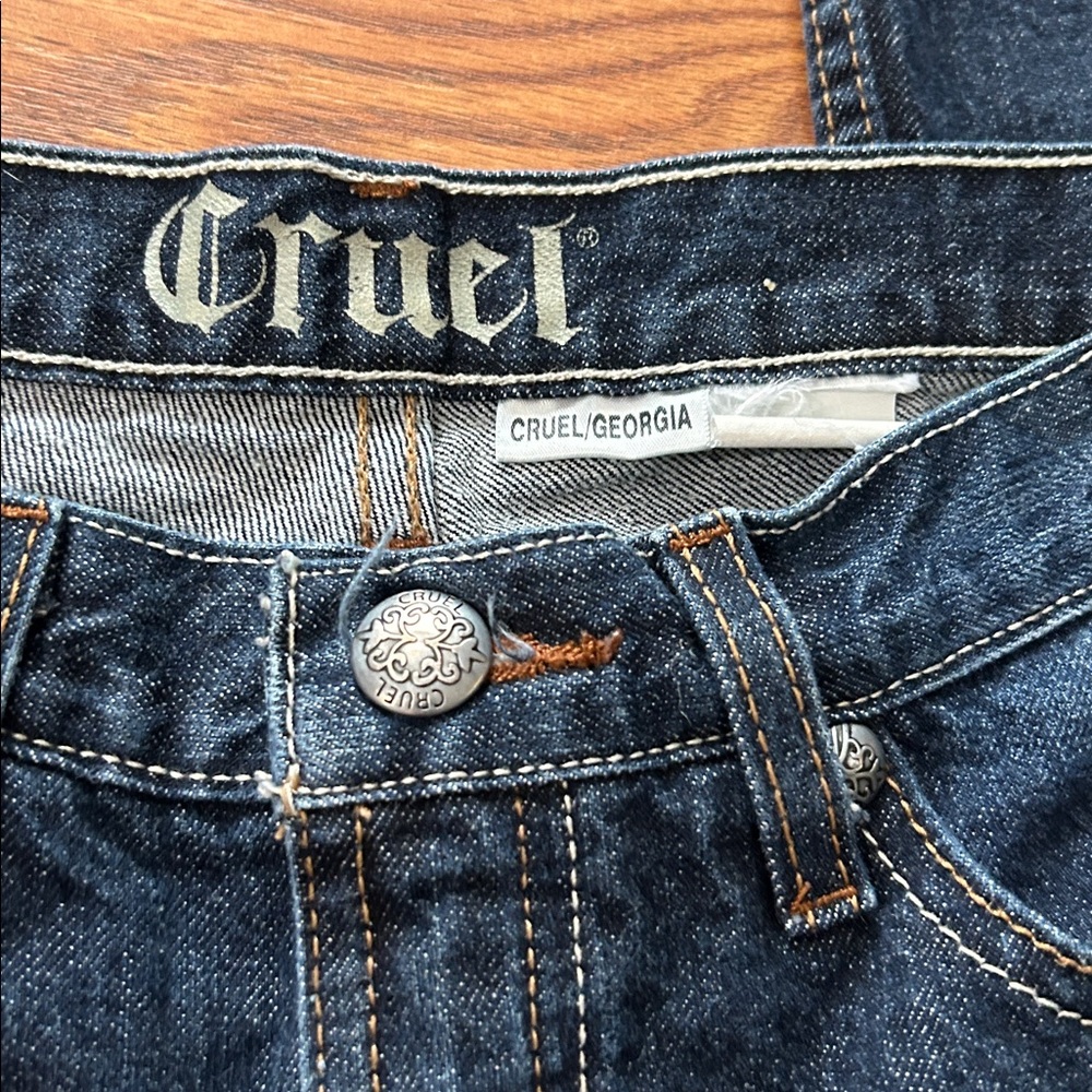 Cruel Girl Georgia Dark Wash‎ Low Rise Bootcut Stretch Jeans Junior Size 11 - Picture 3 of 8